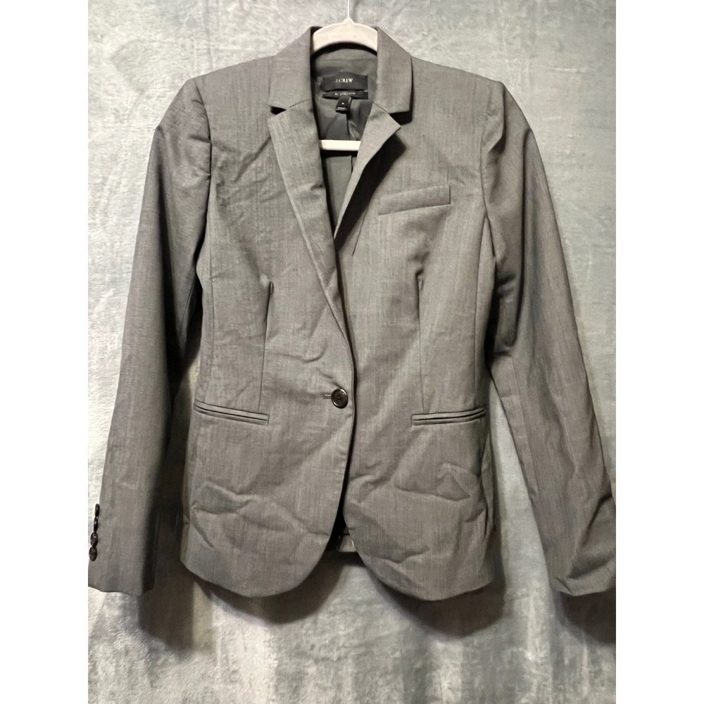 J.Crew Factory Women’s Gray Wool Blazer Tollegno 1900 Italian Fabric Blazer Sz 4